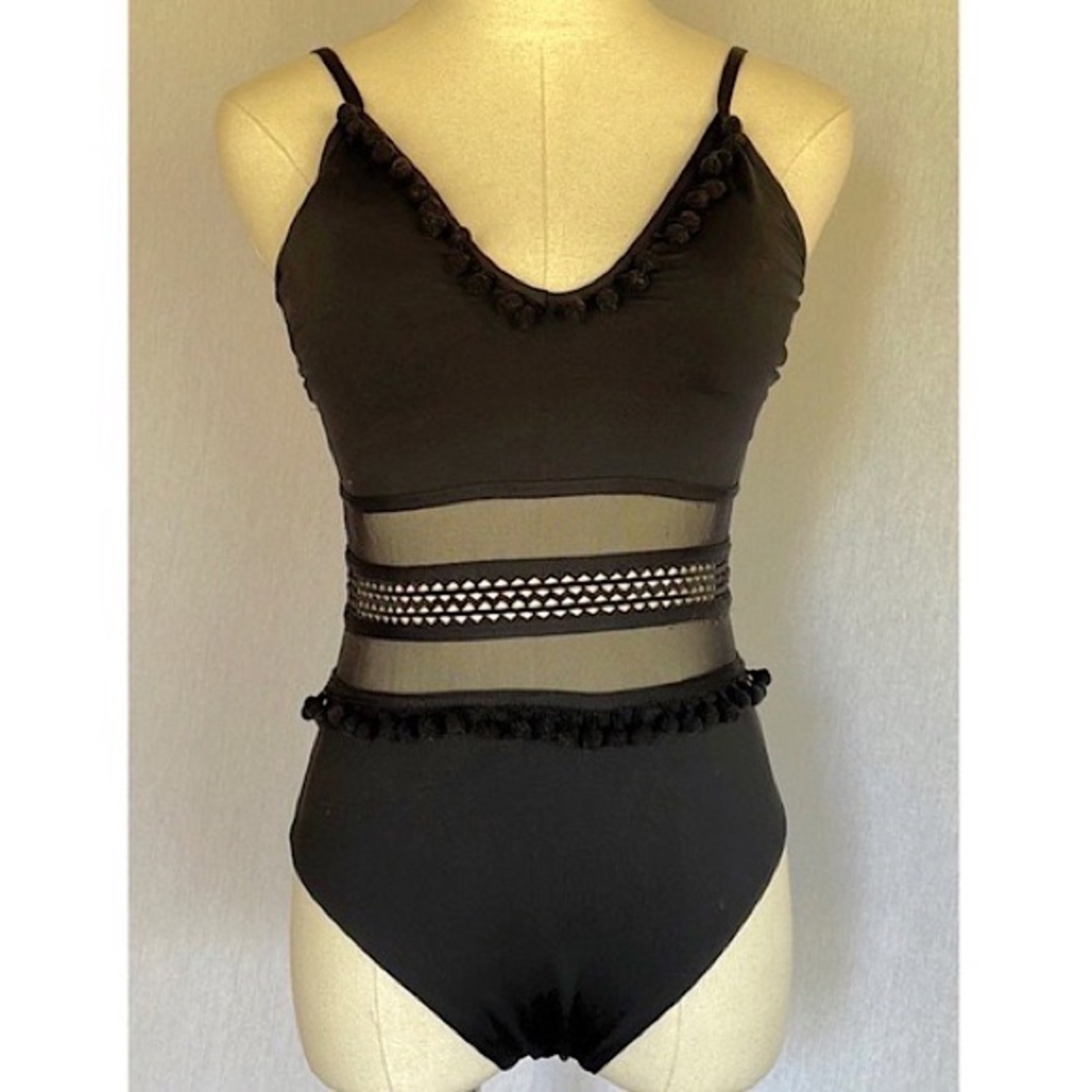 Gianni Bini Black Mesh Waist One Piece NWT